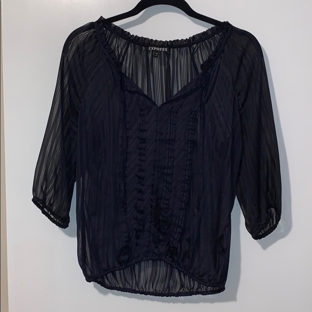 Sheer Ruffle-Front Blouse